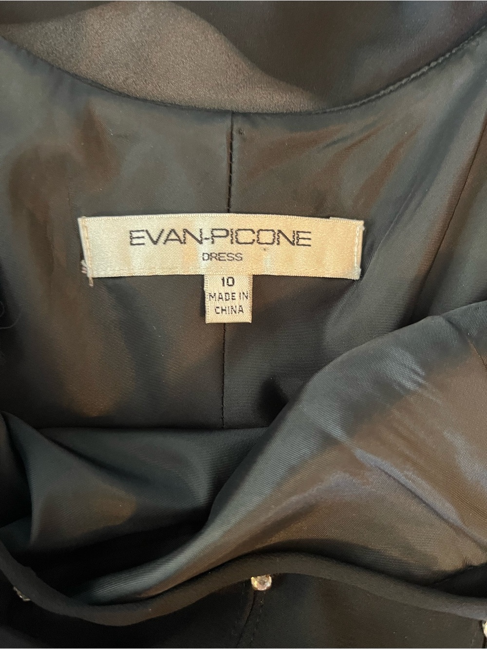 Evan Picone Black Cocktail Dress with Sheer Diamond-Accent Yoke - Picture 3 of 7